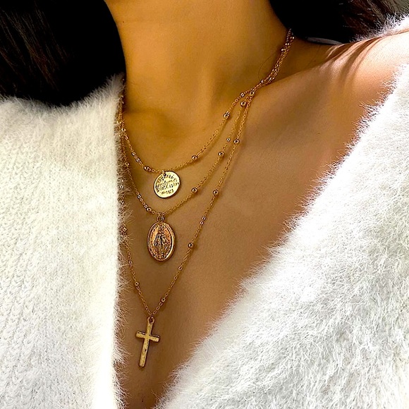 ⚜️[𝟯/$𝟮𝟴]⚜️3 Layered Gold Boho Choker NEW - Picture 4 of 12